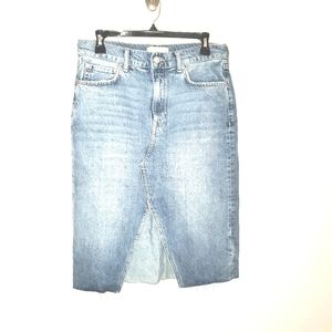 Free People We The Free Denim Midi Split Pencil Skirt Jean 30 10 M Indigo